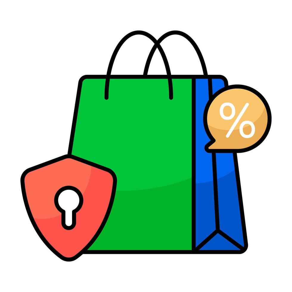 A colored design icon of secure shopping discount vector