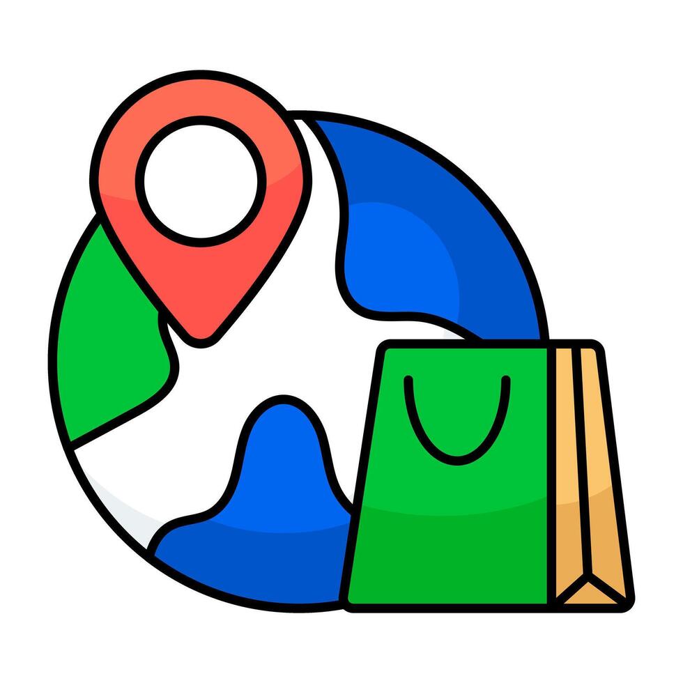 A flat design icon of global location vector