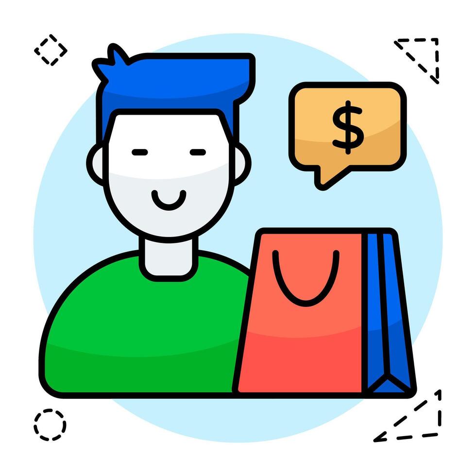 A colored design icon of shopping chat vector