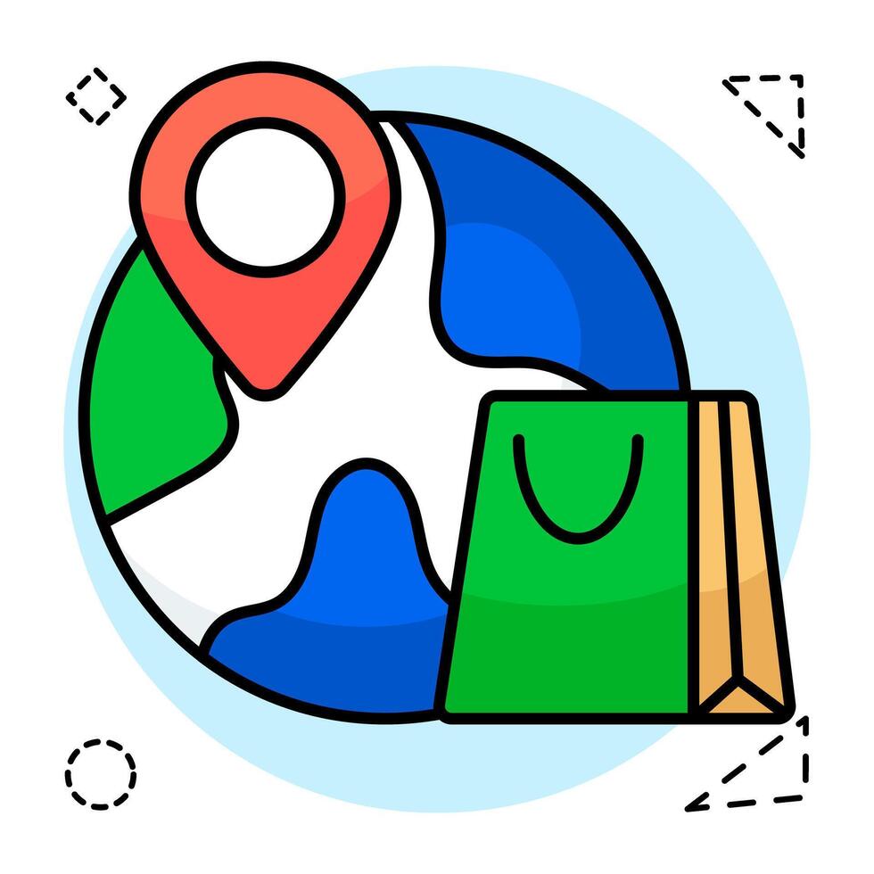 A flat design icon of global location vector
