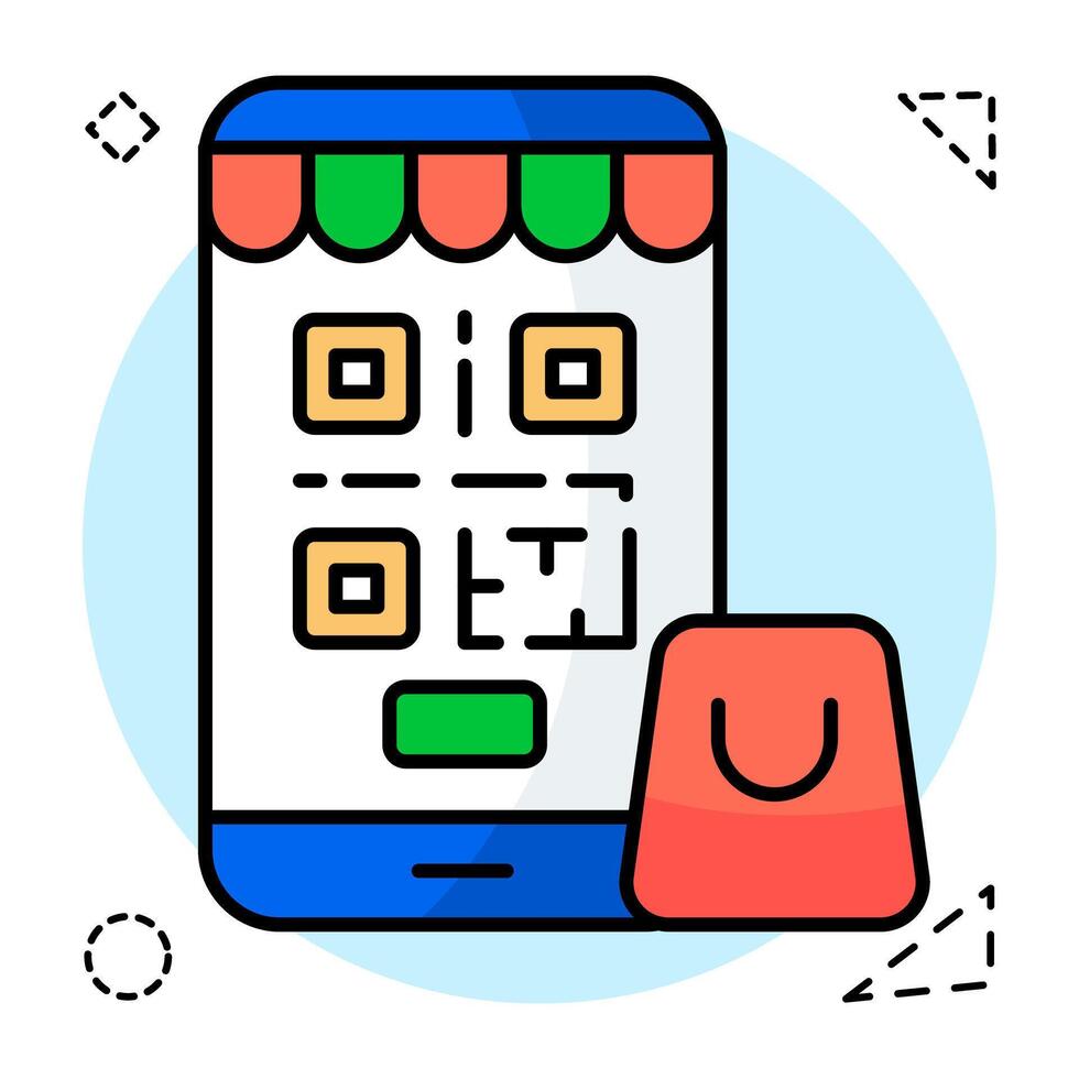A flat design icon of qr code vector