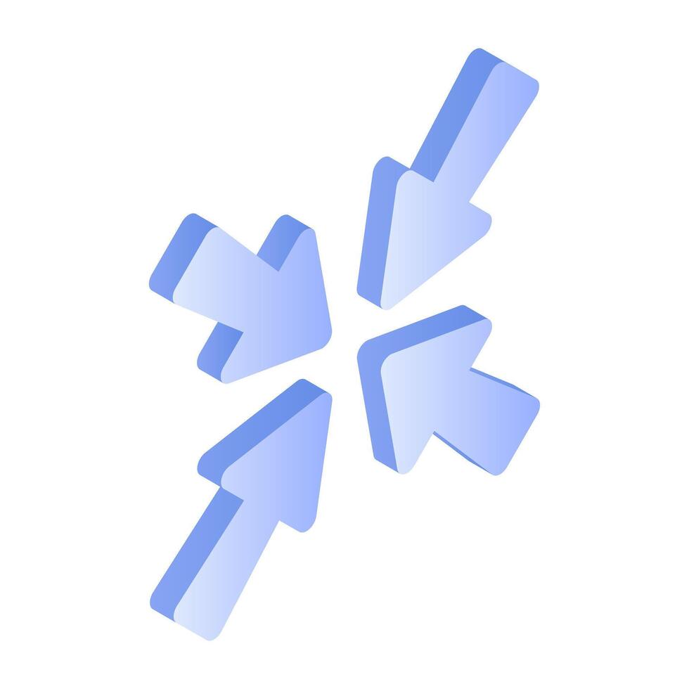 Editable design icon of inward arrows vector