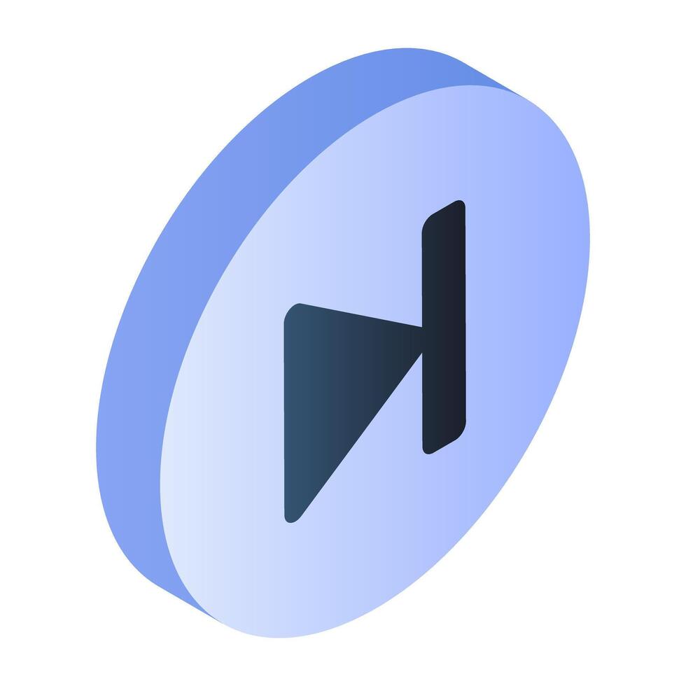 Conceptual flat isometric icon of play forward button vector