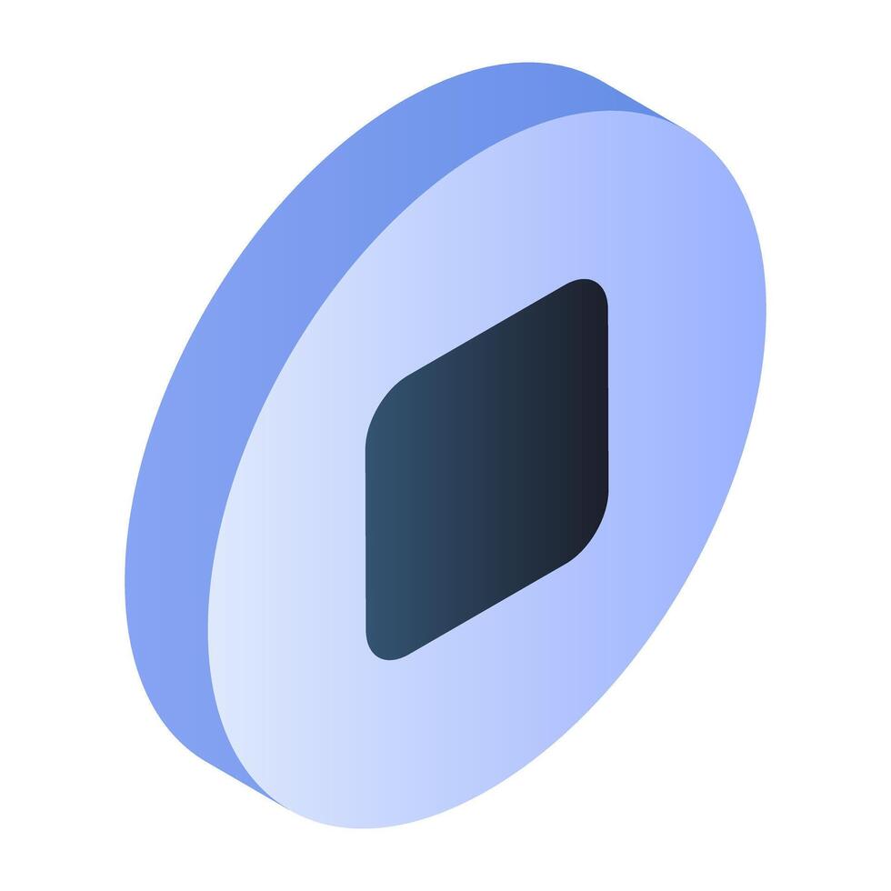 Conceptual flat isometric icon of stop button vector
