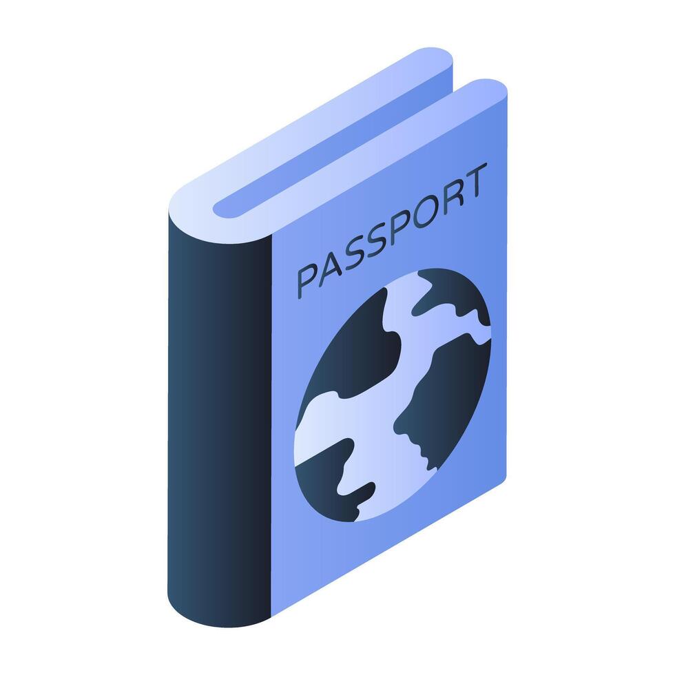 A flat isometric icon of passport, editable vector
