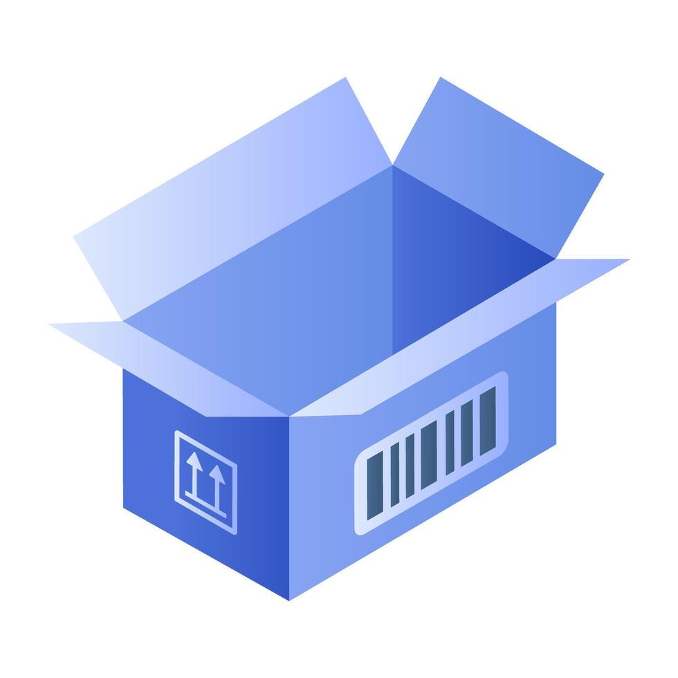 A unique design icon of open parcel vector