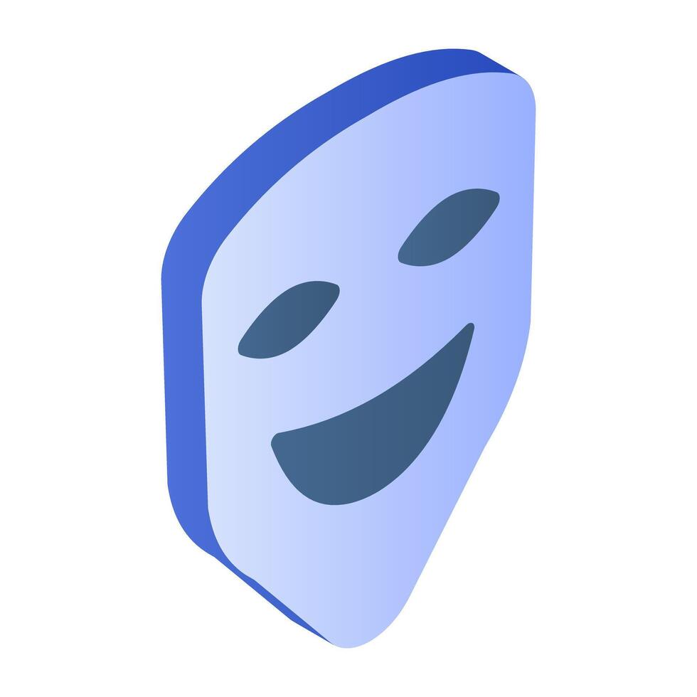 Happy face mask, theater mask icon vector