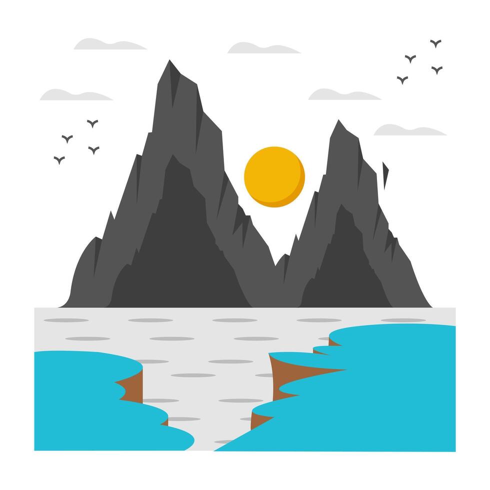Premium download icon of sea mountain landscape vector