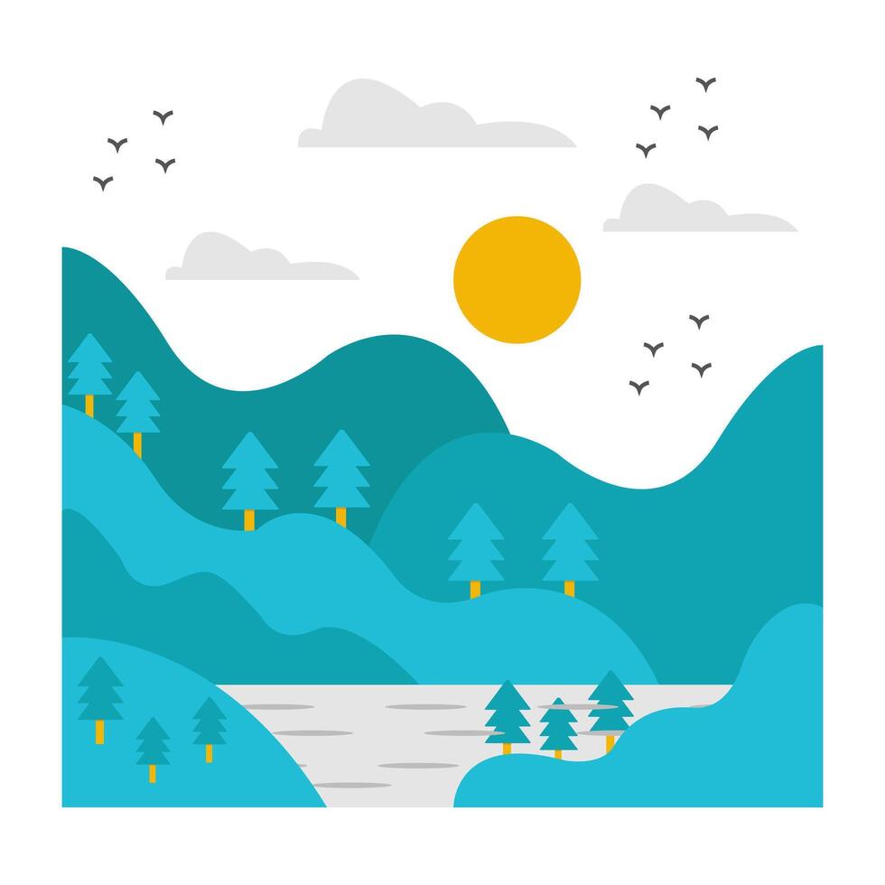 Premium download icon of mountains lake landscape vector