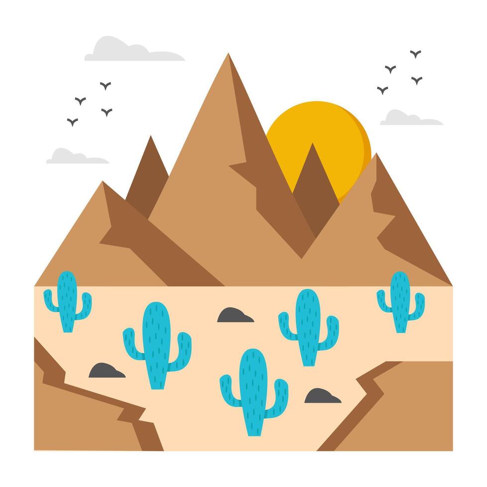A premium design icon of desert landscape vector