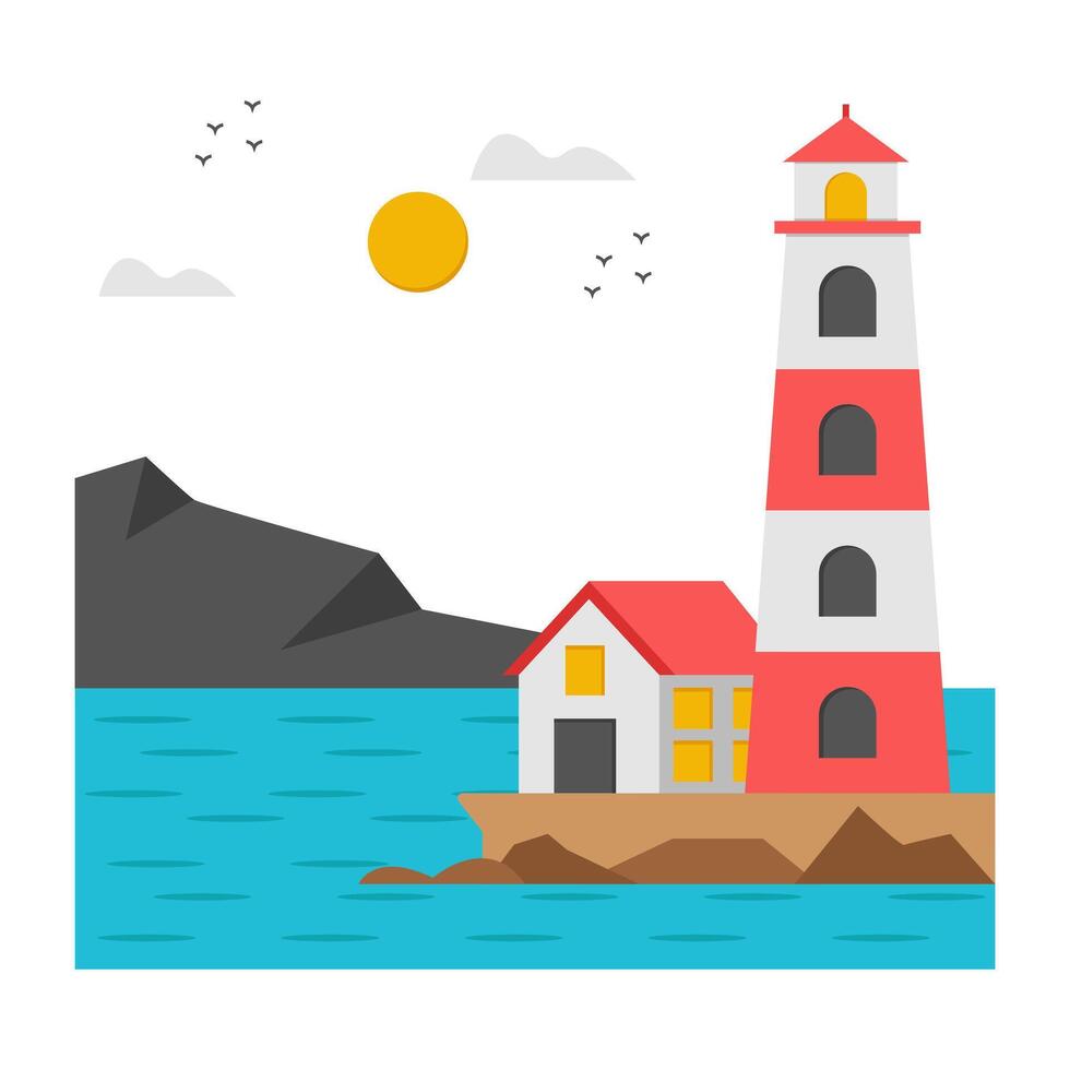 A beautiful design icon of lighthouse landscape vector