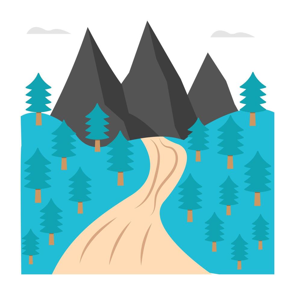 A colored design icon of trees trail landscape vector
