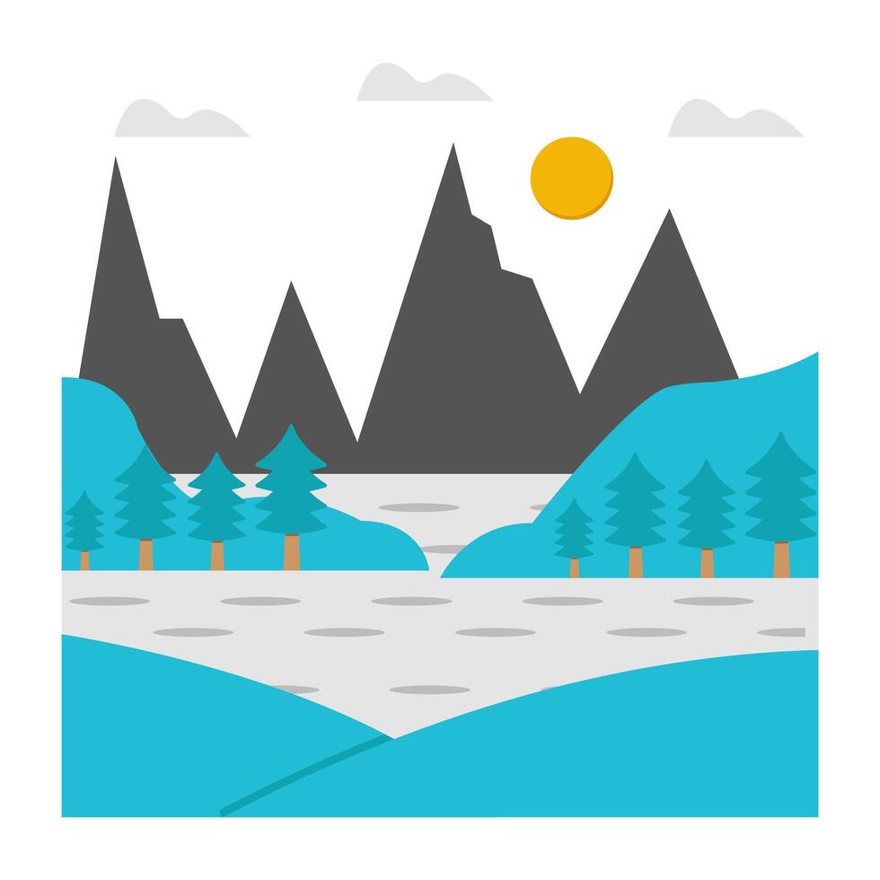 A unique design icon of mountains lake landscape vector