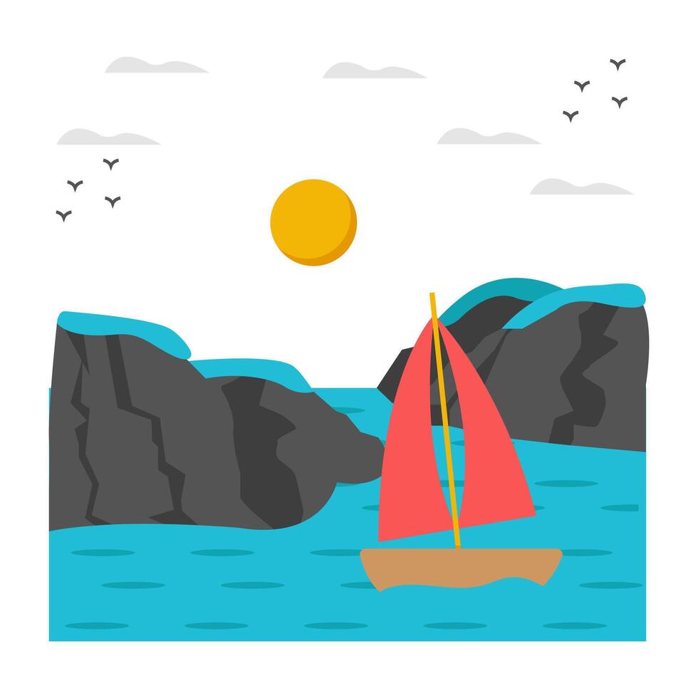 An eye catching design icon of sea boat landscape vector