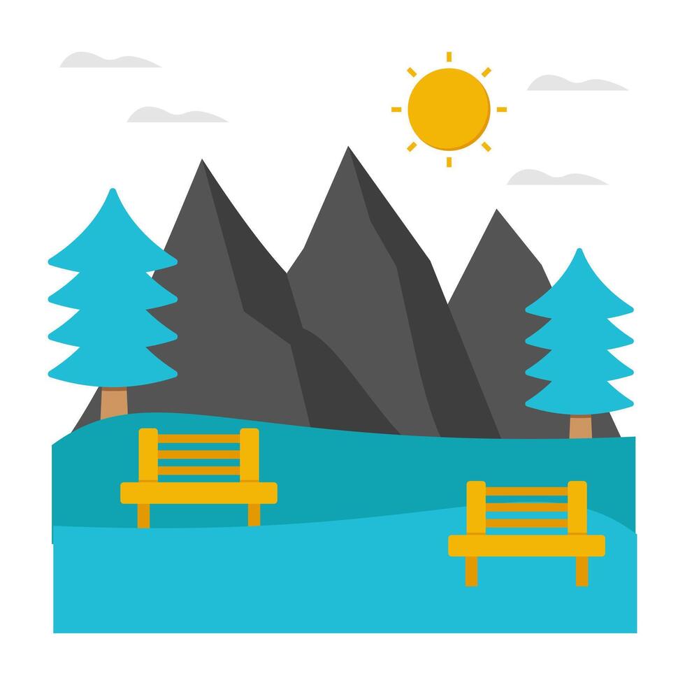 Creative design icon of mountains sunrise landscape vector