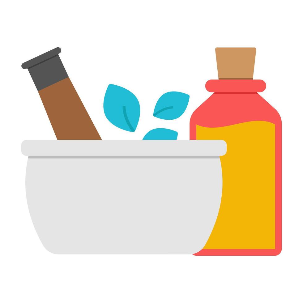 A flat design icon of mortar and pestle vector