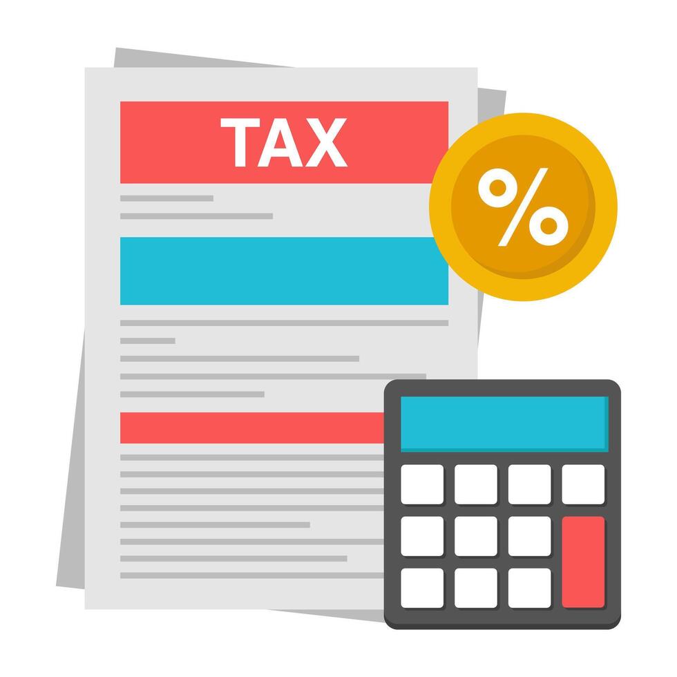 A flat design icon of tax paper vector
