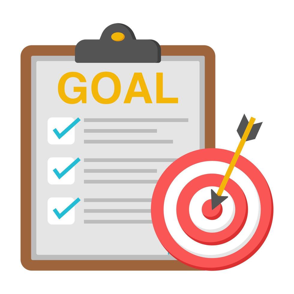 A flat design icon of goal list vector