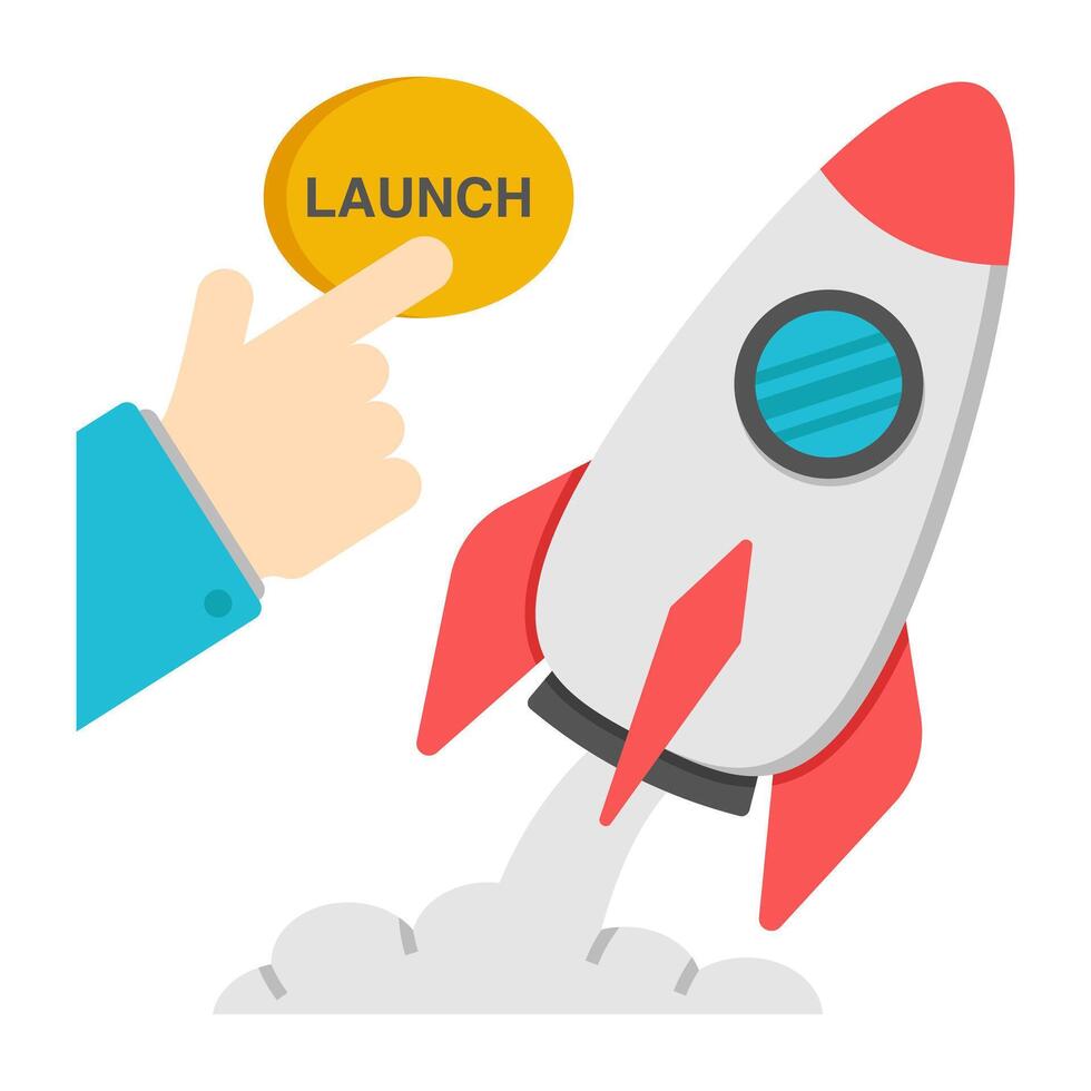 A flat design icon of startup vector