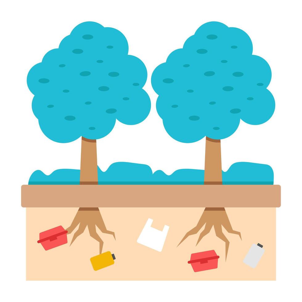 Editable design icon of land pollution vector