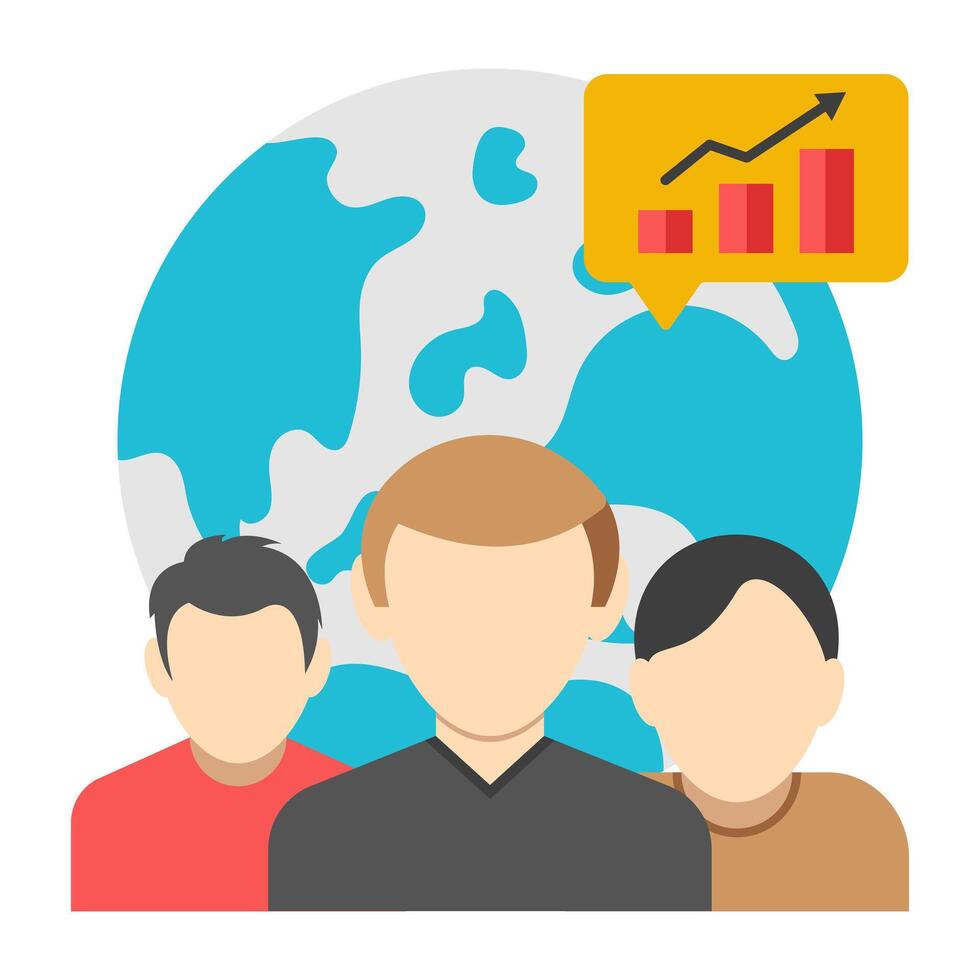 Editable design icon of global analytics vector