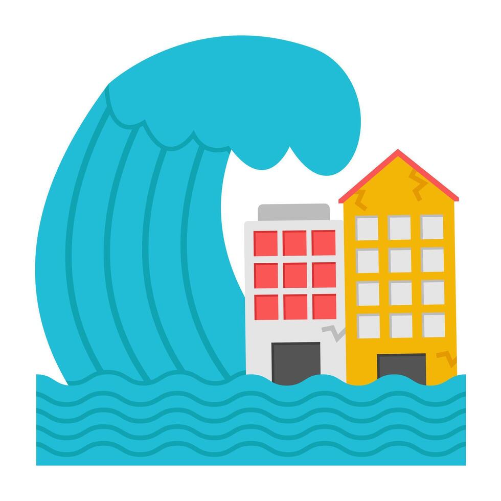 Tsunami icon in flat design isolated on white background vector