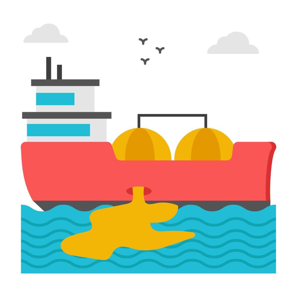 Sea oil spill icon, editable vector
