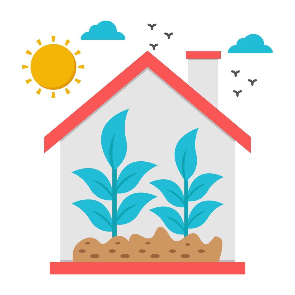 Editable design icon of greenhouse vector