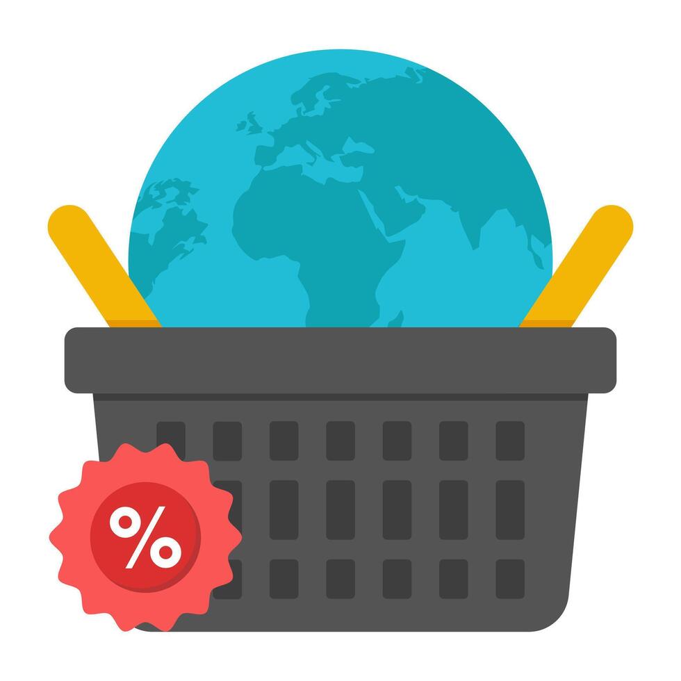 A flat design icon of global shopping discount vector