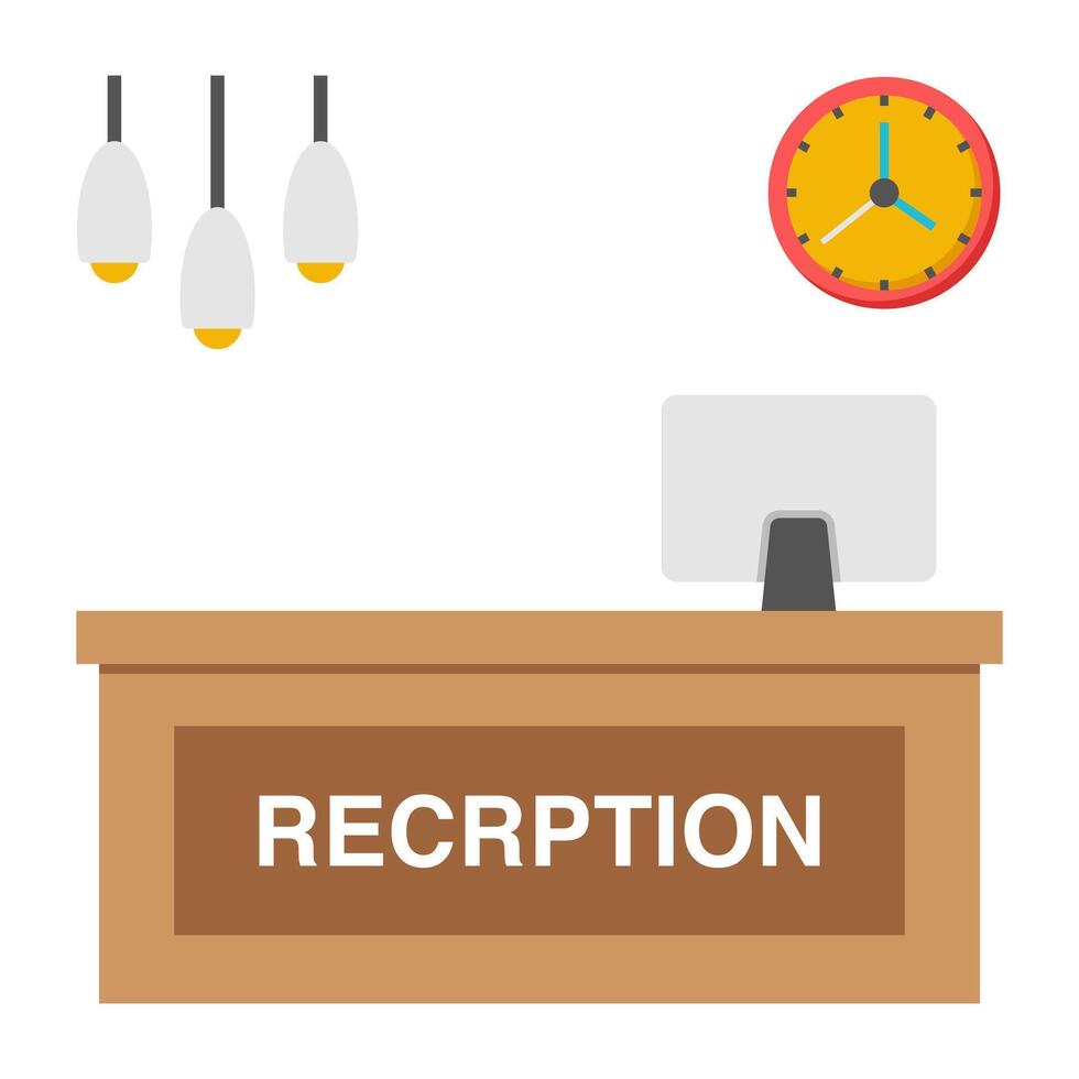 A flat design icon of reception desk vector