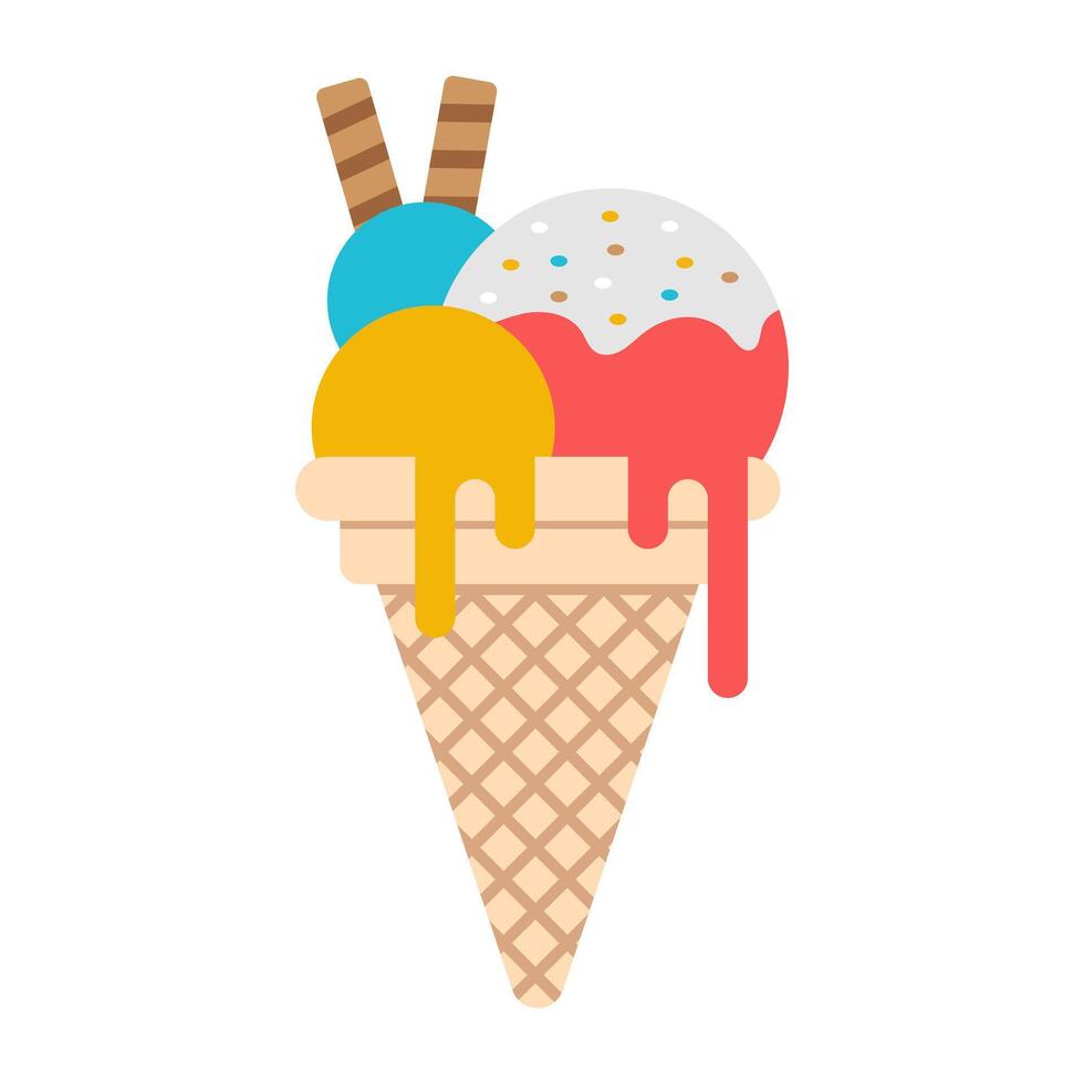 Ice cream cone icon, editable vector