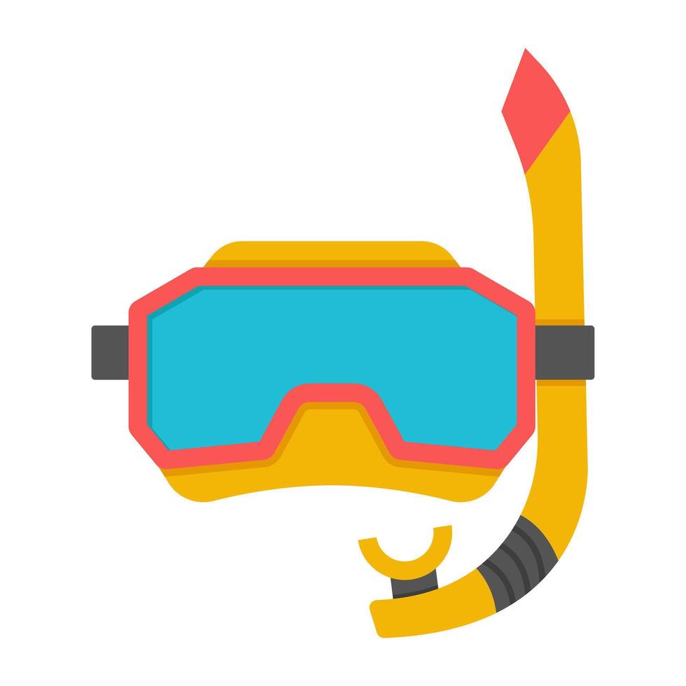 Oxygen pipe with goggles, icon of snorkeling mask vector
