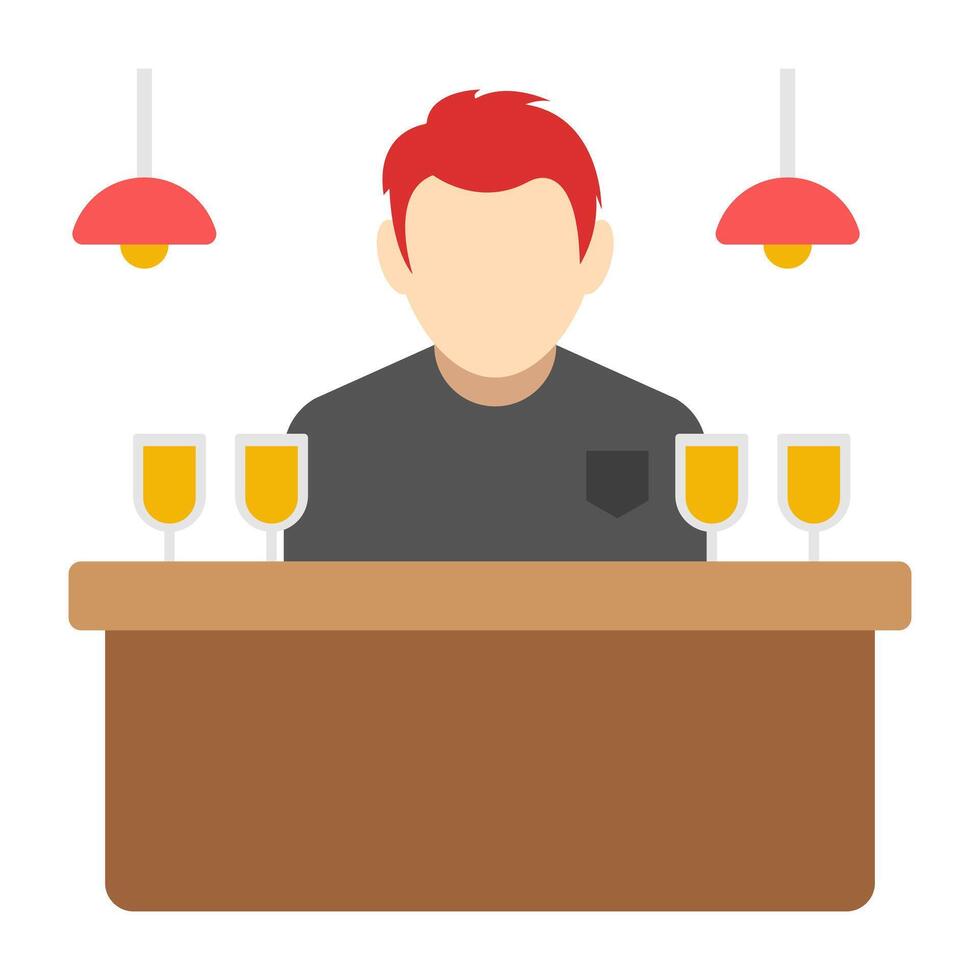 Waiter character, barman editable vector