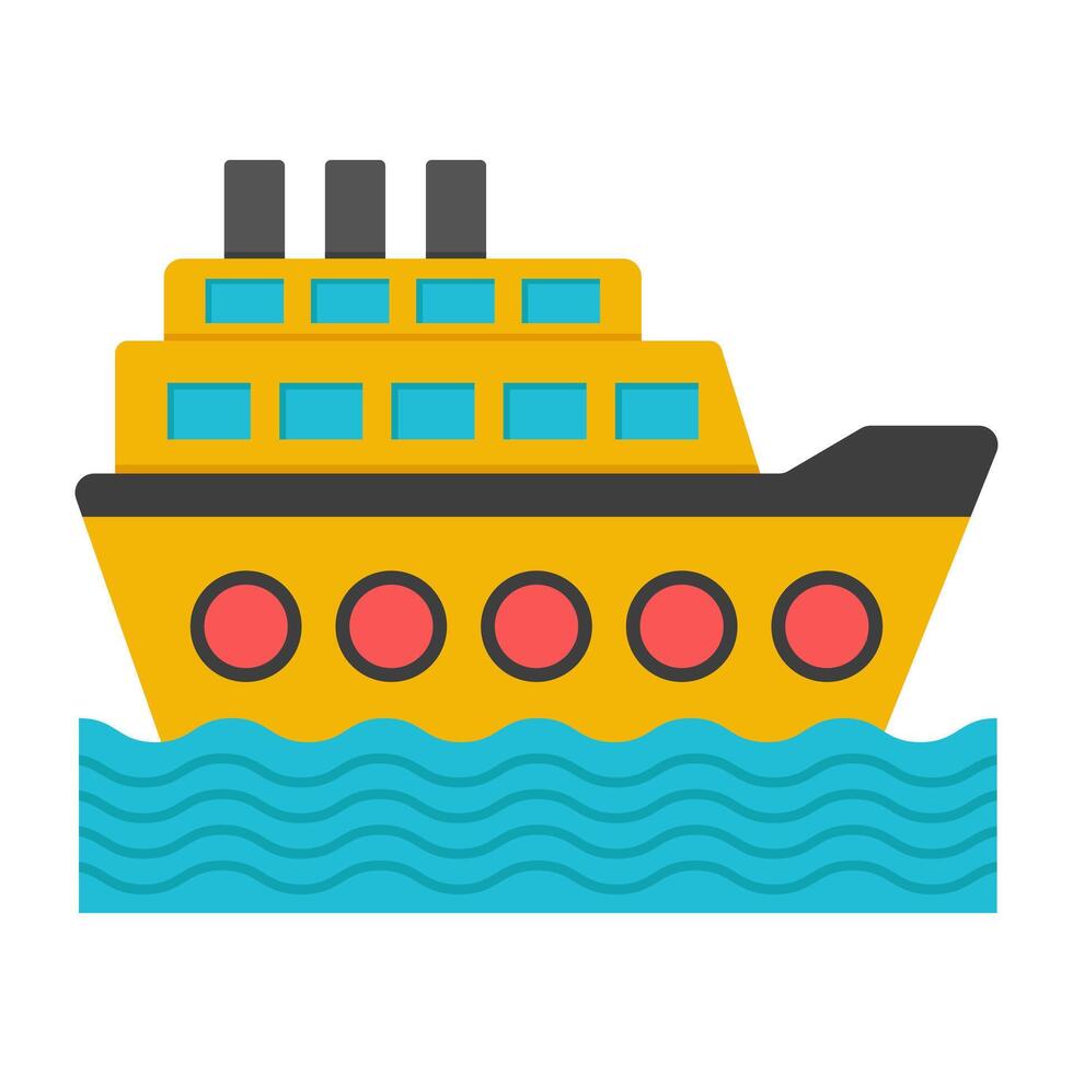 A flat design icon of rowing boat, ship vector