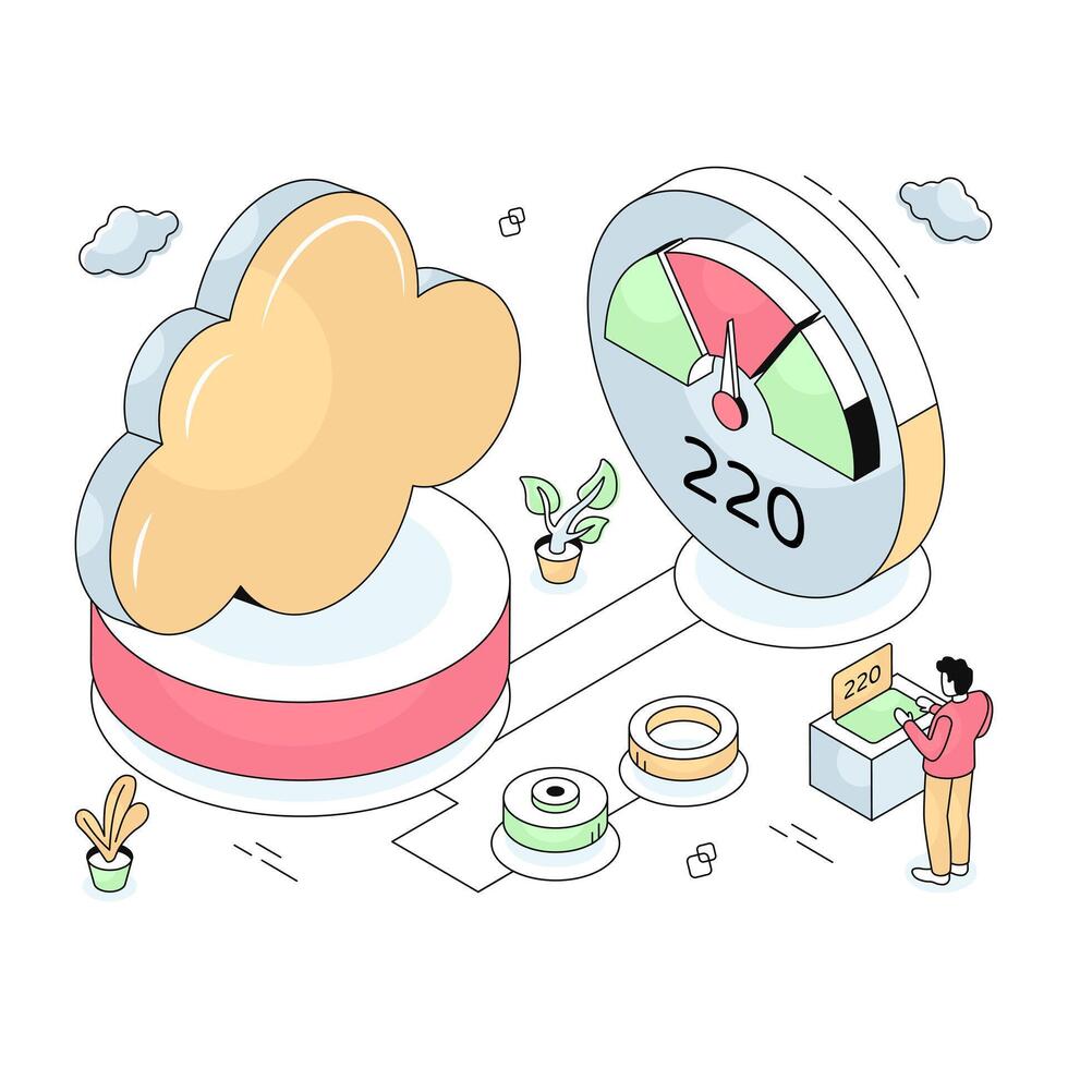 Modern design illustration of cloud speed optimization vector