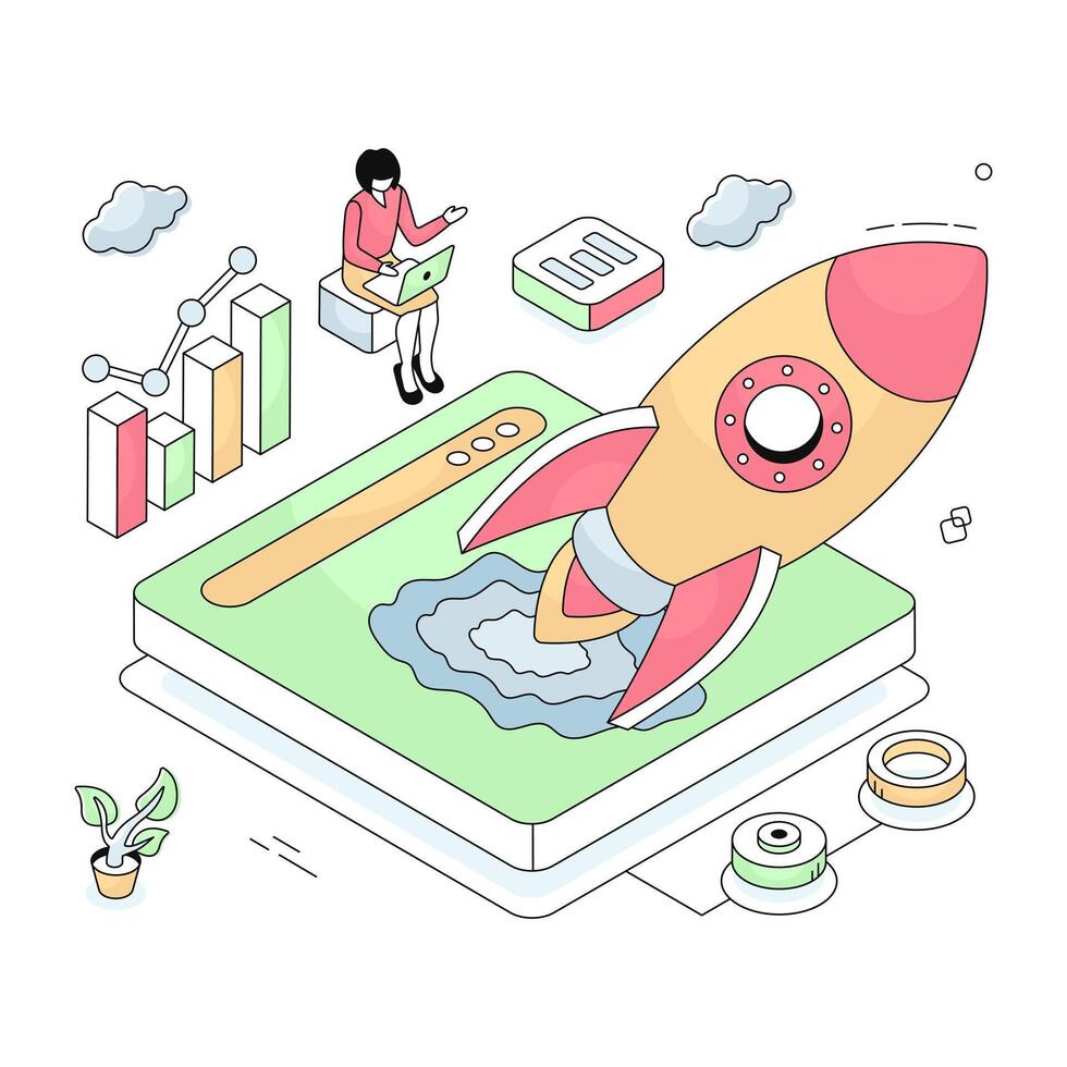 Conceptual design illustration of web launch vector