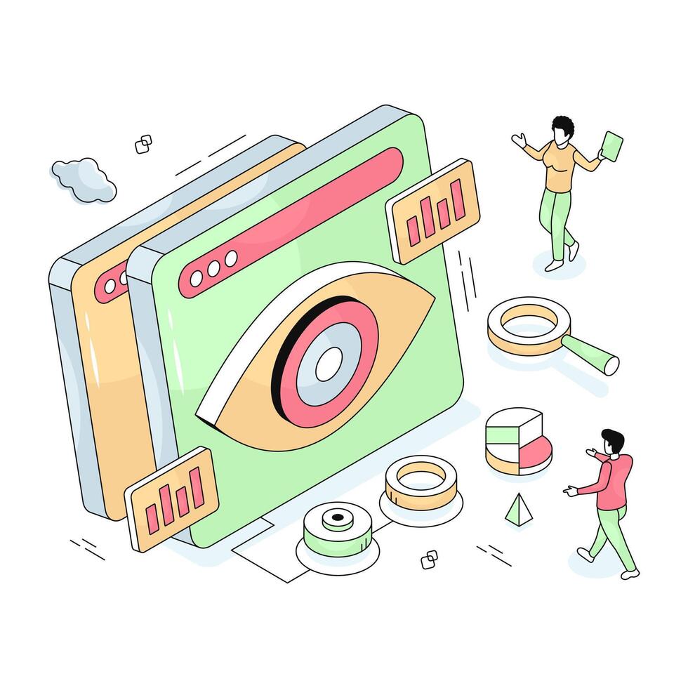 Editable design illustration of web monitoring vector