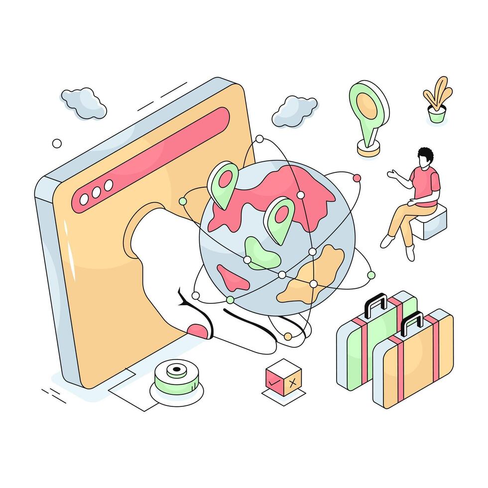 Mobile parcel return illustrations vector