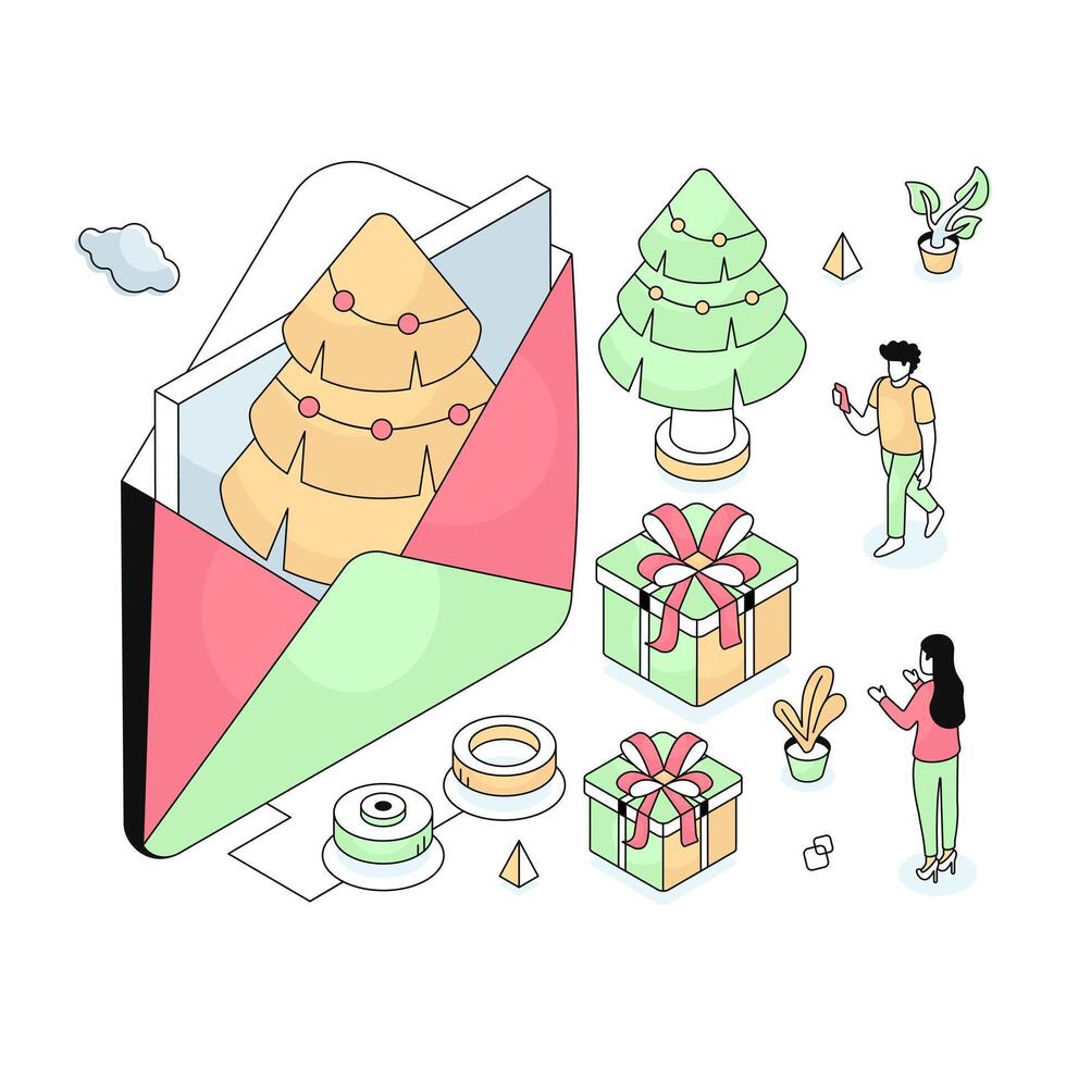 Unique design illustration of christmas letter vector