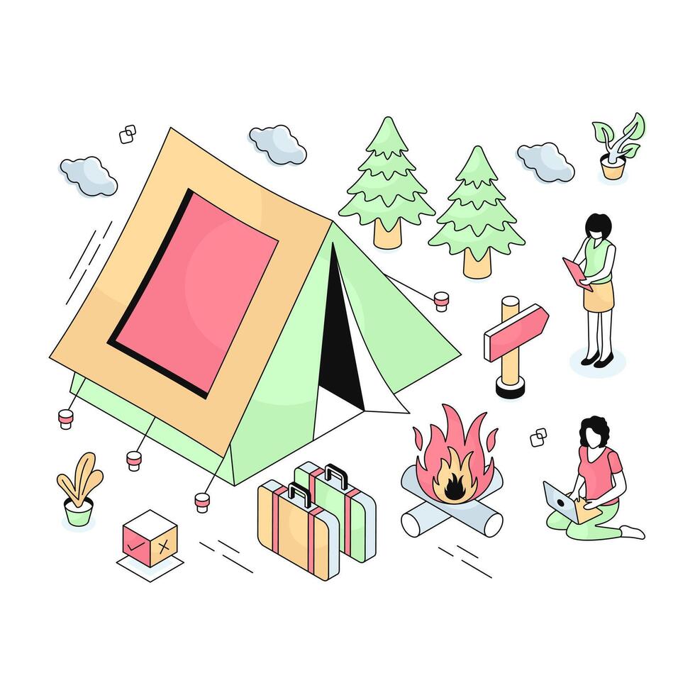 Conceptual isometric design illustration of cash on delivery vector
