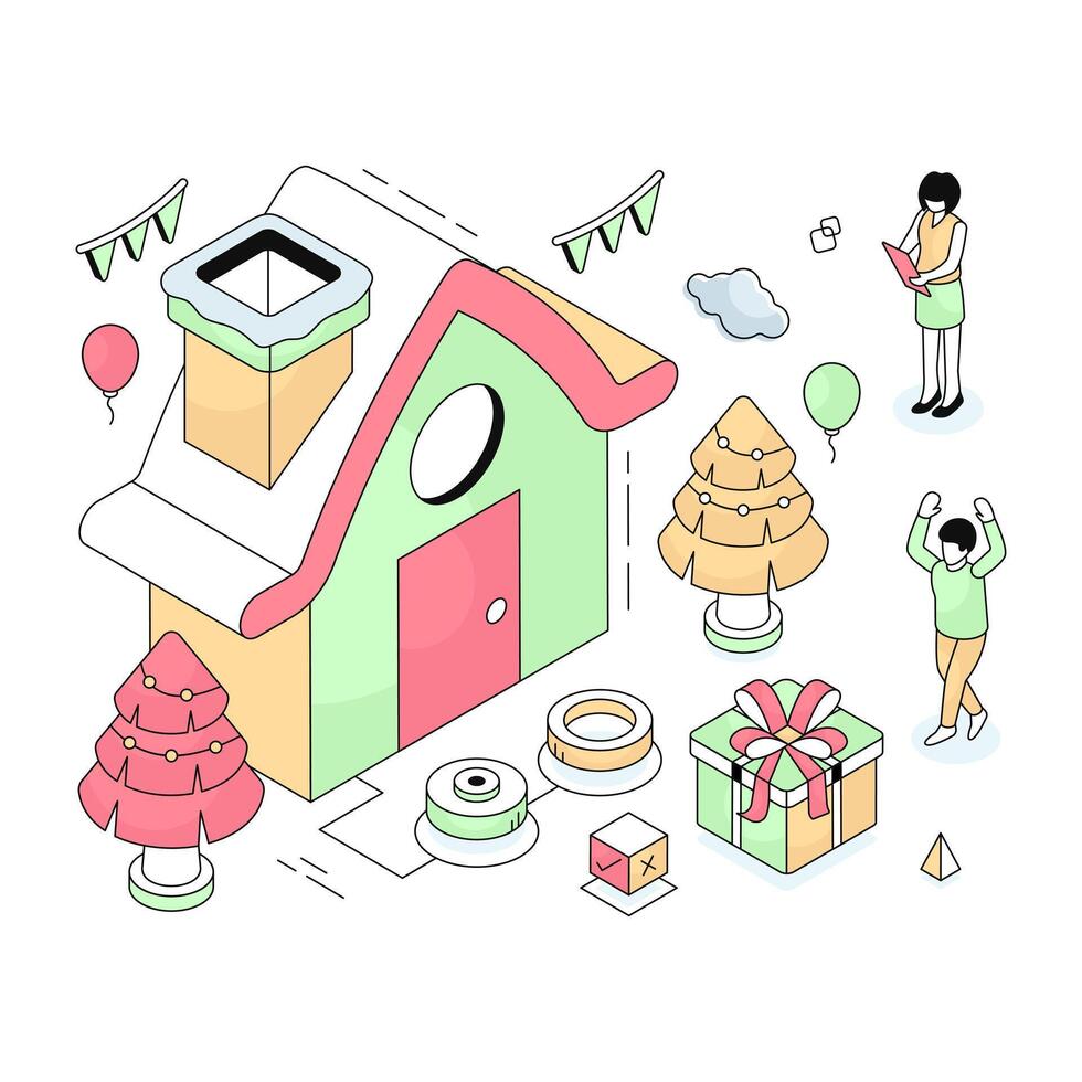 A creative design illustration of christmas house vector