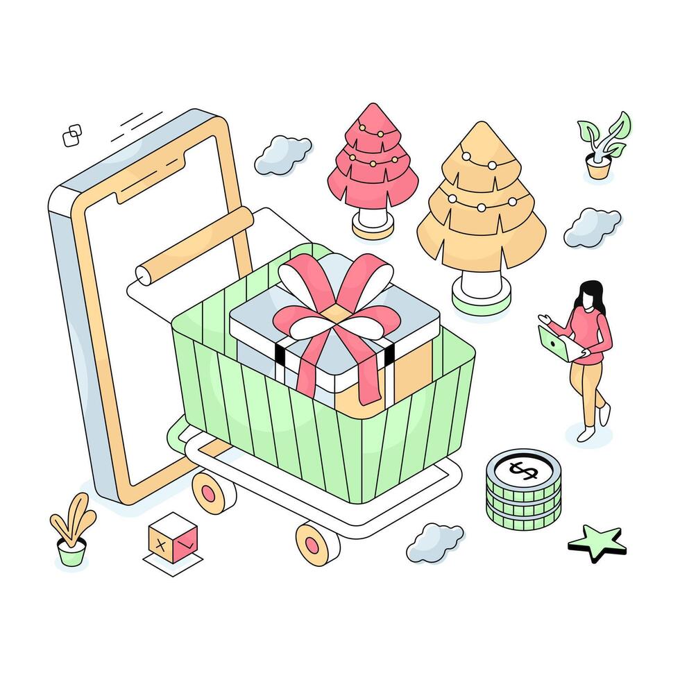 A beautiful design illustration of mobile shopping vector