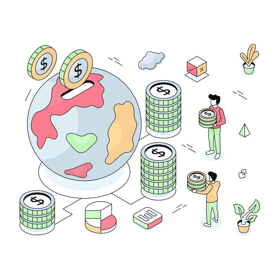 An editable design illustration of global money vector