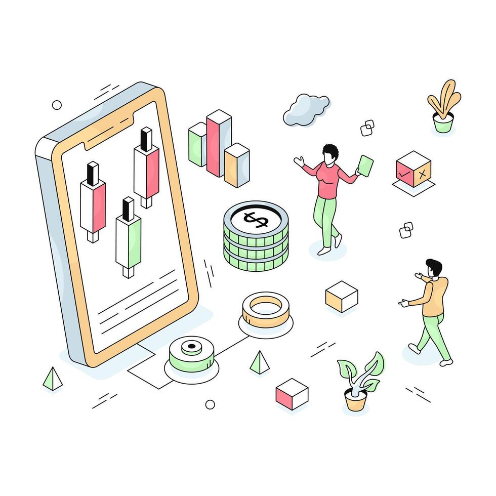 Premium download illustration of mobile data analytics vector