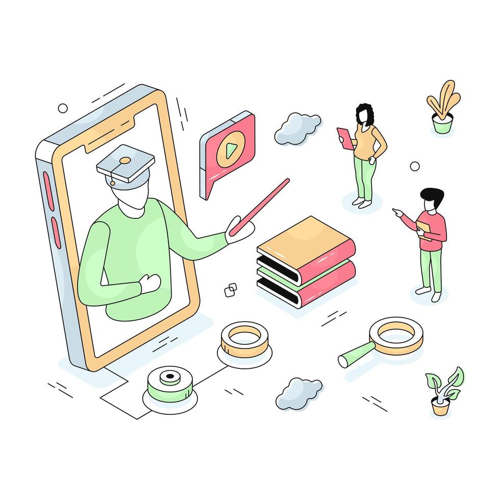 Modern design illustration of online tutor vector