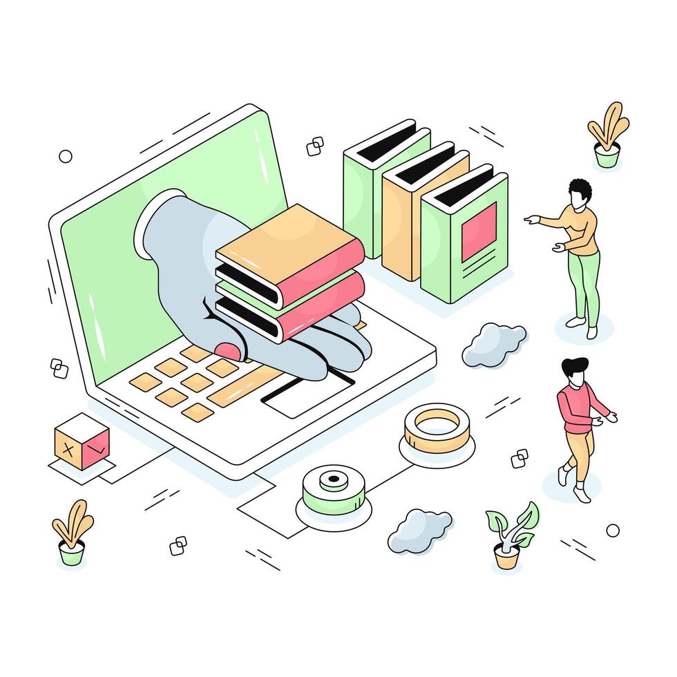 Trendy design illustration of electronic books vector