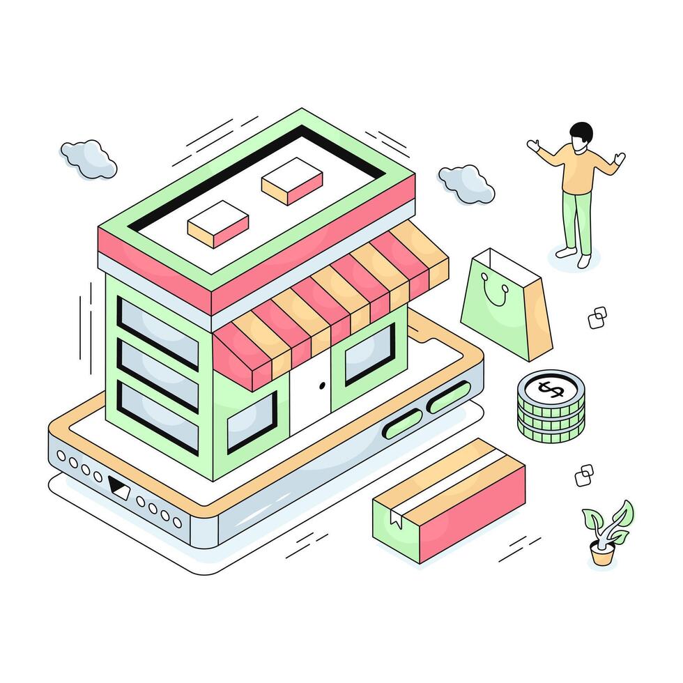 Perfect design illustration of mobile store vector