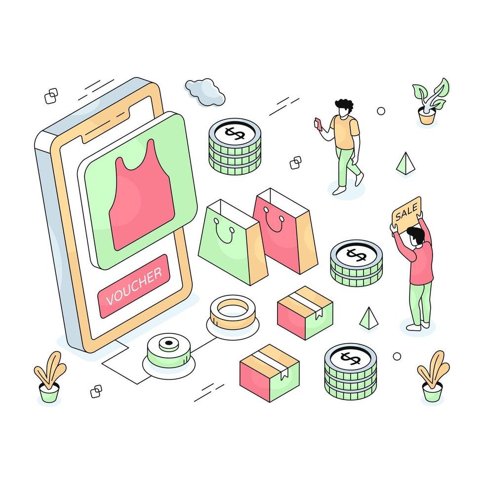 Modern design illustration of mobile shopping vector