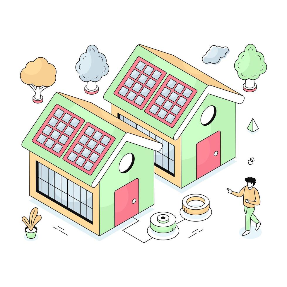 design of solar home vector
