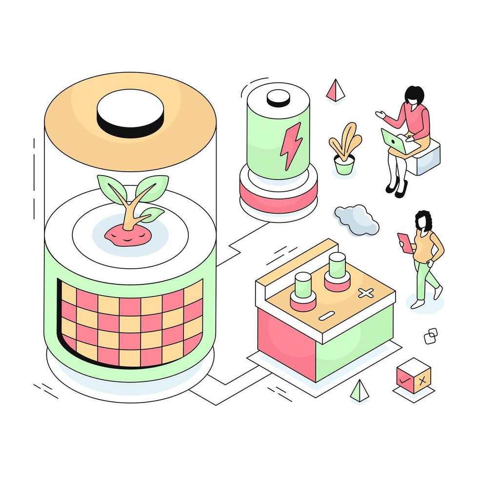 An illustration design of eco battery cell vector